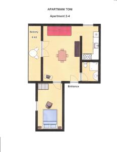 Půdorys ubytování Apartments Toni, Borik