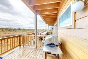 a boat sitting on a porch of a house at Cozy Fraser Cabin in Fraser