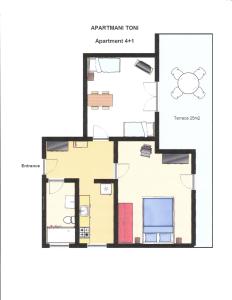 Půdorys ubytování Apartments Toni, Borik