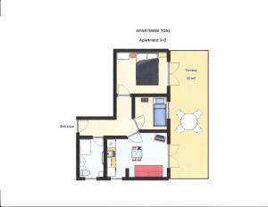 Půdorys ubytování Apartments Toni, Borik