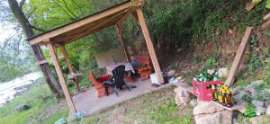 an overhead view of a gazebo with a table and chairs at IvanA vikendica,Krupa na Vrbasu in Banja Luka