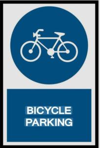 a blue sign with a bicycle parking sign at DaniEli Camere in Verona +30 photos