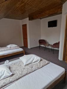 a room with two beds and a tv in it at Complex Alena in Ranca