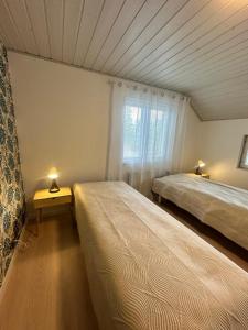 ein Schlafzimmer mit zwei Betten und einem Fenster in der Unterkunft Airin in Imatra