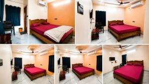 a collage of four pictures of a bedroom at Sai krishna residency in Pithāpuram