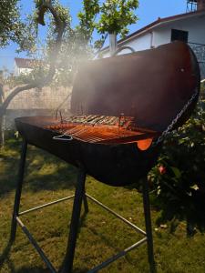 a bbq grill in the grass in a yard at Hasler Studios in Qerret