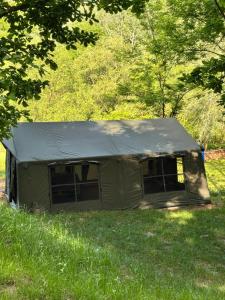 a tent sitting in the grass in a field at Sanovia Glamping Max in Reczpol +15 photos