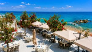 an overhead view of a restaurant on the beach at Luxurious and panoramic apartments at the beach in La Mer complex in Golden Sands +74 photos