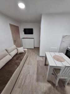 a living room with a couch and a table at Apartmani Milojević in Boljevac