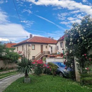 a house with a car parked in a yard at Apartment Kraljevac in Visoko