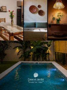 a collage of photos of a house with a swimming pool at Casa El Jardín Centro Histórico in Asunción +32 photos