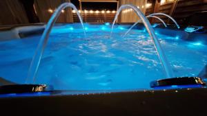 a hot tub with two faucets in a room at Les Trois Palmiers - Jardin & Spa privatifs in Les Bréviaires