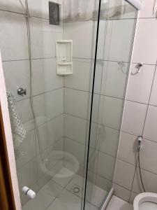 a shower in a bathroom with a toilet at Pousada Luar e Serenata in Conservatória +26 photos