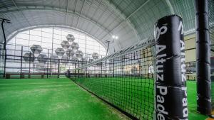 a soccer field in a building with a goal at Altuz Apartment Seturan Yogyakarta in Seturan