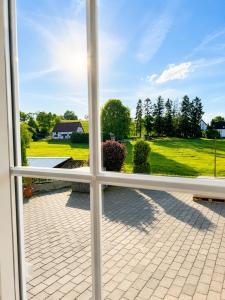a view from a window of a yard at Landidylle in Wenden Schönau in Wenden