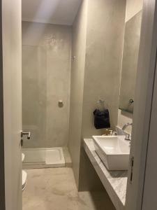 a bathroom with a sink and a tub and a toilet at Monoambiente céntrico in Gualeguaychú +15 photos