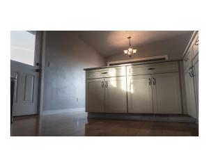 a kitchen with a large cabinet in a room at Pleasant View House in Freeland