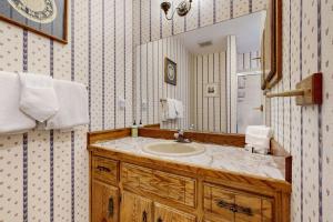 a bathroom with a sink and a mirror at Alpine Abode in Frisco