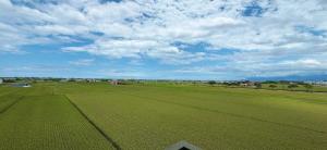 a large green field under a cloudy sky at Xin Young Villa in Zhuangwei