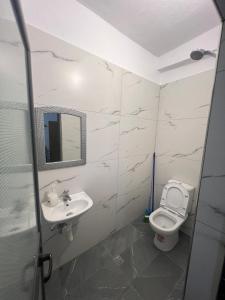 a bathroom with a sink and a toilet at Ajsi Apartments in Durrës