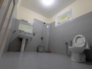 a bathroom with a toilet and a sink at Hunza Lounge in Hunza Valley