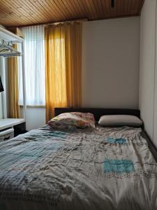 a large bed in a bedroom with a window at Flumserberg pur, Auszeit am Walensee in Flums