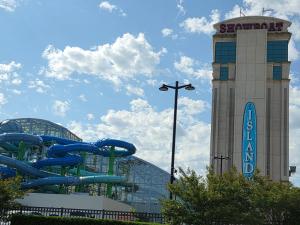 a water slide in front of a large building at Shore Getaway 2 in Atlantic City