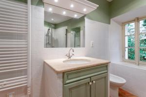 a bathroom with a sink and a toilet and a mirror at Amour de Provence in Nyons +19 photos