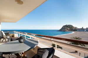 a balcony with a view of the ocean at Lets Holidays INCREDIBLE APARTMENT WITH AMAZING VIEWS in Tossa de Mar