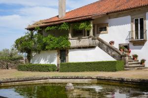 a house with a pond in front of it at Feel Discovery Casa de Vilarinho de São Romão in Sabrosa
