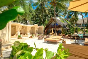 a resort with a beach with chairs and a building at Mala Boutique Hotel in Bwejuu +49 photos