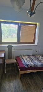a bedroom with a bed and a chair and a desk at Nová Paka 1402 in Nová Paka
