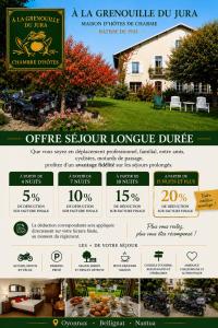 a flyer for a furniture store with a house at A la Grenouille du Jura - Oyonnax Nantua in Bellignat