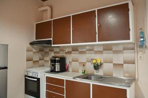 a kitchen with a sink and a stove and cabinets at BotaniCasa by WENS in Preveza +14 photos