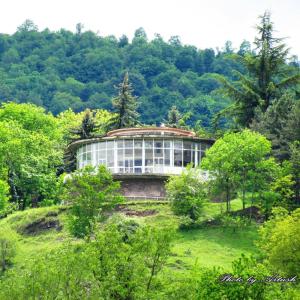 a building on top of a hill with trees at Tapan in Berd