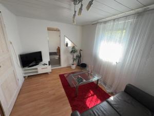 a living room with a couch and a television at Zentral Z in Siegen