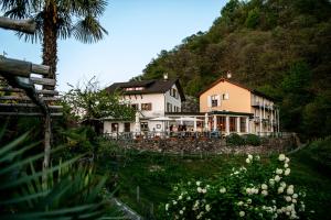 a house on a hill with a yard with flowers at Hotel Sass da Grüm in Vairano