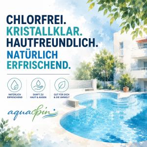 a poster for a villa with a swimming pool at Aparthotel Dalmacija in Privlaka