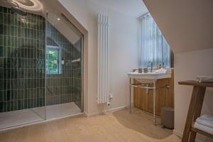 a bathroom with a shower and a sink at Villa MONTGOMMERY in Saint-Jean-le-Thomas +51 photos