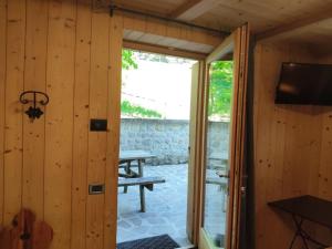 a view of a room with a sliding glass door at Hotel Chalet val di Rabbi in Rabbi