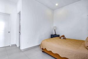 a bedroom with a bed and a lamp on a night stand at Dog-Friendly Suite with Kitchenette, Heated Outdoor Pool, Hot Tub, Terrace, AC in Rosarito +29 photos