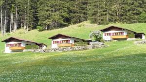 a couple of houses on a hill with green grass at Bungalow Müller in Brand