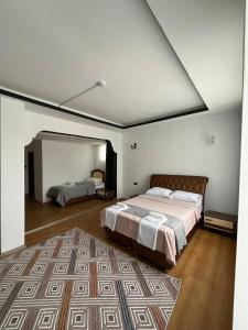 a bedroom with a bed and a large mirror at Nora Palace Hotel in Develi