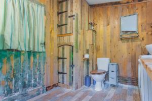 a bathroom with a toilet and a wooden wall at 1 Bed in Bream oc-m43316 in Bream