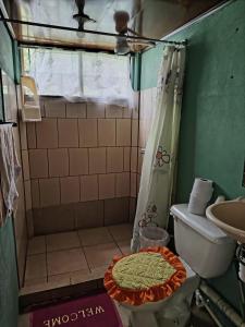 ein Badezimmer mit Dusche, Toilette und Waschbecken in der Unterkunft Apto 5 in Cartago