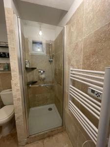a bathroom with a shower and a toilet at Giovanna in Marseillan