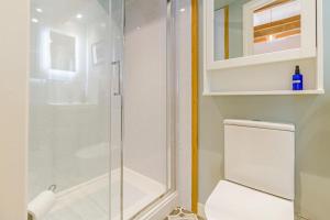 a bathroom with a shower and a white toilet at 1 Bed in Knighton oc-51898 in Beguildy +26 photos