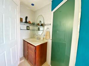 a bathroom with a sink and a shower at "Casitas Arcoiris" Excelente ubicación - Petfriendly in Isla Mujeres