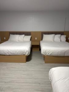 two beds in a room with two beds sidx sidx sidx at Rundle Inn and Suites in Edmonton +5 photos