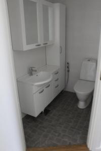 a bathroom with a white sink and a toilet at Pikkurinki 27 As 2, Härmä in Härmä +4 photos